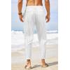 imageCOOFANDY Mens Cotton Linen Pants Elastic Waist Lightweight Casual Pants Relaxed Fit Yoga Beach Pants with PocketsWhite  Black Stripe 