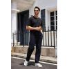 imageCOOFANDY Mens Cotton Sweatpants Open Bottom Lounge Pants Lightweight Casual Jogger Pants with Pockets2 Pack Dark GreyNavy Blue