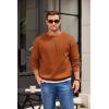 imageCOOFANDY Mens Crewneck Sweatshirts Long Sleeves Fleece Sweatshirts Thermal Casual Pullover ShirtCaramel