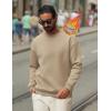 imageCOOFANDY Mens Crewneck Sweatshirts Long Sleeves Fleece Sweatshirts Thermal Casual Pullover ShirtKhaki