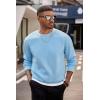 imageCOOFANDY Mens Crewneck Sweatshirts Long Sleeves Fleece Sweatshirts Thermal Casual Pullover ShirtLight Blue