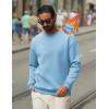 imageCOOFANDY Mens Crewneck Sweatshirts Long Sleeves Fleece Sweatshirts Thermal Casual Pullover ShirtLight Blue