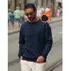 imageCOOFANDY Mens Crewneck Sweatshirts Long Sleeves Fleece Sweatshirts Thermal Casual Pullover ShirtNavy Blue