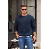 imageCOOFANDY Mens Crewneck Sweatshirts Long Sleeves Fleece Sweatshirts Thermal Casual Pullover ShirtNavy Blue