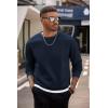 imageCOOFANDY Mens Crewneck Sweatshirts Long Sleeves Fleece Sweatshirts Thermal Casual Pullover ShirtNavy Blue