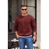 imageCOOFANDY Mens Crewneck Sweatshirts Long Sleeves Fleece Sweatshirts Thermal Casual Pullover ShirtRed