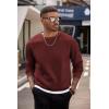 imageCOOFANDY Mens Crewneck Sweatshirts Long Sleeves Fleece Sweatshirts Thermal Casual Pullover ShirtRed