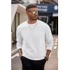 imageCOOFANDY Mens Crewneck Sweatshirts Long Sleeves Fleece Sweatshirts Thermal Casual Pullover ShirtWhite