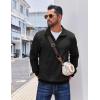 imageCOOFANDY Mens Quarter Zip Pullover Casual Long Sleeve Quilted Sweatshirt Mock Neck Polo Sweater with PocketAll Black