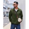 imageCOOFANDY Mens Quarter Zip Pullover Casual Long Sleeve Quilted Sweatshirt Mock Neck Polo Sweater with PocketArmy Green