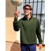 imageCOOFANDY Mens Quarter Zip Pullover Casual Long Sleeve Quilted Sweatshirt Mock Neck Polo Sweater with PocketArmy Green