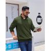 imageCOOFANDY Mens Quarter Zip Pullover Casual Long Sleeve Quilted Sweatshirt Mock Neck Polo Sweater with PocketArmy Green