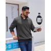 imageCOOFANDY Mens Quarter Zip Pullover Casual Long Sleeve Quilted Sweatshirt Mock Neck Polo Sweater with PocketDark Gray