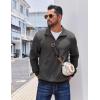 imageCOOFANDY Mens Quarter Zip Pullover Casual Long Sleeve Quilted Sweatshirt Mock Neck Polo Sweater with PocketDark Gray