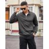 imageCOOFANDY Mens Quarter Zip Pullover Casual Long Sleeve Quilted Sweatshirt Mock Neck Polo Sweater with PocketDark Gray