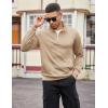 imageCOOFANDY Mens Quarter Zip Pullover Casual Long Sleeve Quilted Sweatshirt Mock Neck Polo Sweater with PocketKhaki