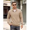 imageCOOFANDY Mens Quarter Zip Pullover Casual Long Sleeve Quilted Sweatshirt Mock Neck Polo Sweater with PocketKhaki