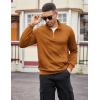 imageCOOFANDY Mens Quarter Zip Pullover Casual Long Sleeve Quilted Sweatshirt Mock Neck Polo Sweater with PocketLight Brown