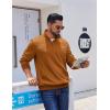 imageCOOFANDY Mens Quarter Zip Pullover Casual Long Sleeve Quilted Sweatshirt Mock Neck Polo Sweater with PocketLight Brown