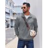 imageCOOFANDY Mens Quarter Zip Pullover Casual Long Sleeve Quilted Sweatshirt Mock Neck Polo Sweater with PocketLight Grey