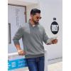 imageCOOFANDY Mens Quarter Zip Pullover Casual Long Sleeve Quilted Sweatshirt Mock Neck Polo Sweater with PocketLight Grey
