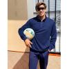 imageCOOFANDY Mens Quarter Zip Pullover Casual Long Sleeve Quilted Sweatshirt Mock Neck Polo Sweater with PocketNavy Blue