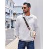 imageCOOFANDY Mens Quarter Zip Pullover Casual Long Sleeve Quilted Sweatshirt Mock Neck Polo Sweater with PocketWhite