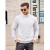 imageCOOFANDY Mens Quarter Zip Pullover Casual Long Sleeve Quilted Sweatshirt Mock Neck Polo Sweater with PocketWhite