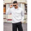 imageCOOFANDY Mens Quarter Zip Pullover Casual Long Sleeve Quilted Sweatshirt Mock Neck Polo Sweater with PocketWhite