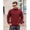 imageCOOFANDY Mens Quarter Zip Pullover Casual Long Sleeve Quilted Sweatshirt Mock Neck Polo Sweater with PocketWine Red