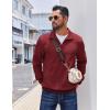 imageCOOFANDY Mens Quarter Zip Pullover Casual Long Sleeve Quilted Sweatshirt Mock Neck Polo Sweater with PocketWine Red