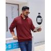 imageCOOFANDY Mens Quarter Zip Pullover Casual Long Sleeve Quilted Sweatshirt Mock Neck Polo Sweater with PocketWine Red