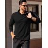 imageCOOFANDY Mens Quarter Zip Pullover Long Sleeve Casual 14 Zip Sweatshirt Lightweight Solid Shirts Regular FitAll Black