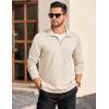 imageCOOFANDY Mens Quarter Zip Pullover Long Sleeve Casual 14 Zip Sweatshirt Lightweight Solid Shirts Regular FitBeige