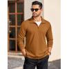imageCOOFANDY Mens Quarter Zip Pullover Long Sleeve Casual 14 Zip Sweatshirt Lightweight Solid Shirts Regular FitLight Brown