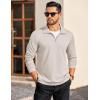 imageCOOFANDY Mens Quarter Zip Pullover Long Sleeve Casual 14 Zip Sweatshirt Lightweight Solid Shirts Regular FitLight Khaki