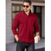 imageCOOFANDY Mens Quarter Zip Pullover Long Sleeve Casual 14 Zip Sweatshirt Lightweight Solid Shirts Regular FitRed