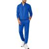 imageCOOFANDY 2 Piece Set for Men Casual 14 Zip Track Suits Set Long Sleeve Quarter Pullover Jogging Suits 2025 Fashion OutfitsRoyal Blue