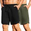 imageCOOFANDY Mens 2 Pack Gym Shorts 7 inch Athletic Workout Shorts Drawstring Sweat Shorts with Zipper Back PocketBlackArmy Green