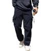 imageCOOFANDY Mens Baggy Cargo Pants Trendy Casual Parachute Pant Loose Fit Harem Joggers with PocketsNavy Blue