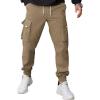 imageCOOFANDY Mens Cargo Joggers Drawstring Jogger Cargo Pants Fashion Tapered Pants with Multi PocketsKhaki