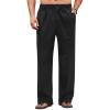 imageCOOFANDY Mens Casual Linen Cotton Pants Elastic Waist Summer Beach Trousers Lightweight Yoga Vacation PantsBlack