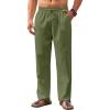 imageCOOFANDY Mens Casual Linen Pants Loose Fit Elastic Waist Drawstring Lightweight Pant Summer Beach TrousersArmy Green