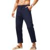 imageCOOFANDY Mens Cotton Linen Pants Elastic Waist Lightweight Casual Pants Relaxed Fit Yoga Beach Pants with Pockets02navy