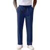imageCOOFANDY Mens Knit Sweatpants Lightweight Open Bottom Casual Pants Drawstring Jogger Yoga Pants with PocketsNavy Blue