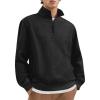 imageCOOFANDY Mens Quarter Zip Pullover Casual Long Sleeve Quilted Sweatshirt Mock Neck Polo Sweater with PocketAll Black
