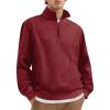 imageCOOFANDY Mens Quarter Zip Pullover Casual Long Sleeve Quilted Sweatshirt Mock Neck Polo Sweater with PocketWine Red