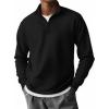imageCOOFANDY Mens Quarter Zip Pullover Long Sleeve Casual 14 Zip Sweatshirt Lightweight Solid Shirts Regular FitAll Black