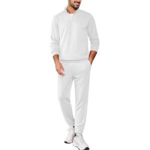 imageCOOFANDY 2 Piece Set for Men Casual 14 Zip Track Suits Set Long Sleeve Quarter Pullover Jogging Suits 2025 Fashion OutfitsWhite