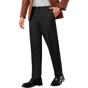 imageCOOFANDY Men Classic Fit Dress Pant Casual Flat Front Pant Expandable Waist Suit PantBlack